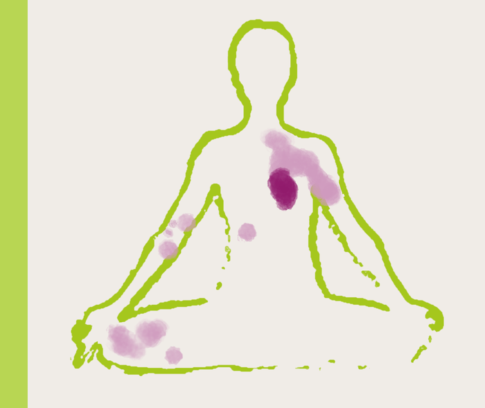 Nesselsucht und Entspannung: Illustration Yoga Illustration einer Person im Schneidersitz.