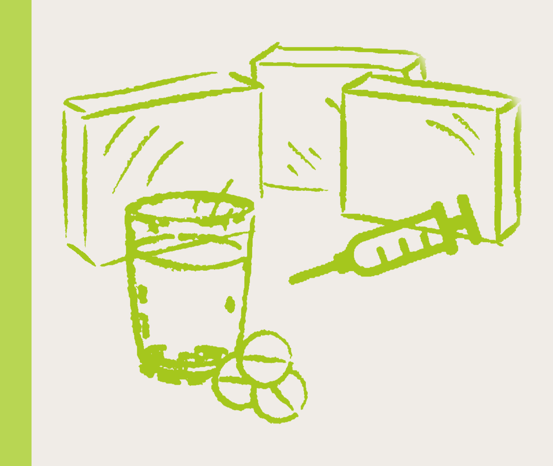 Nesselsucht-Behandlung: Illustration Medikamente Illustration verschiedener Medikamente.