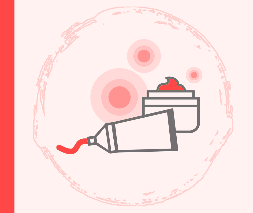 Psoriasis: Psoriasis inversa Illustration einer Tube und einer Dose mit Creme.