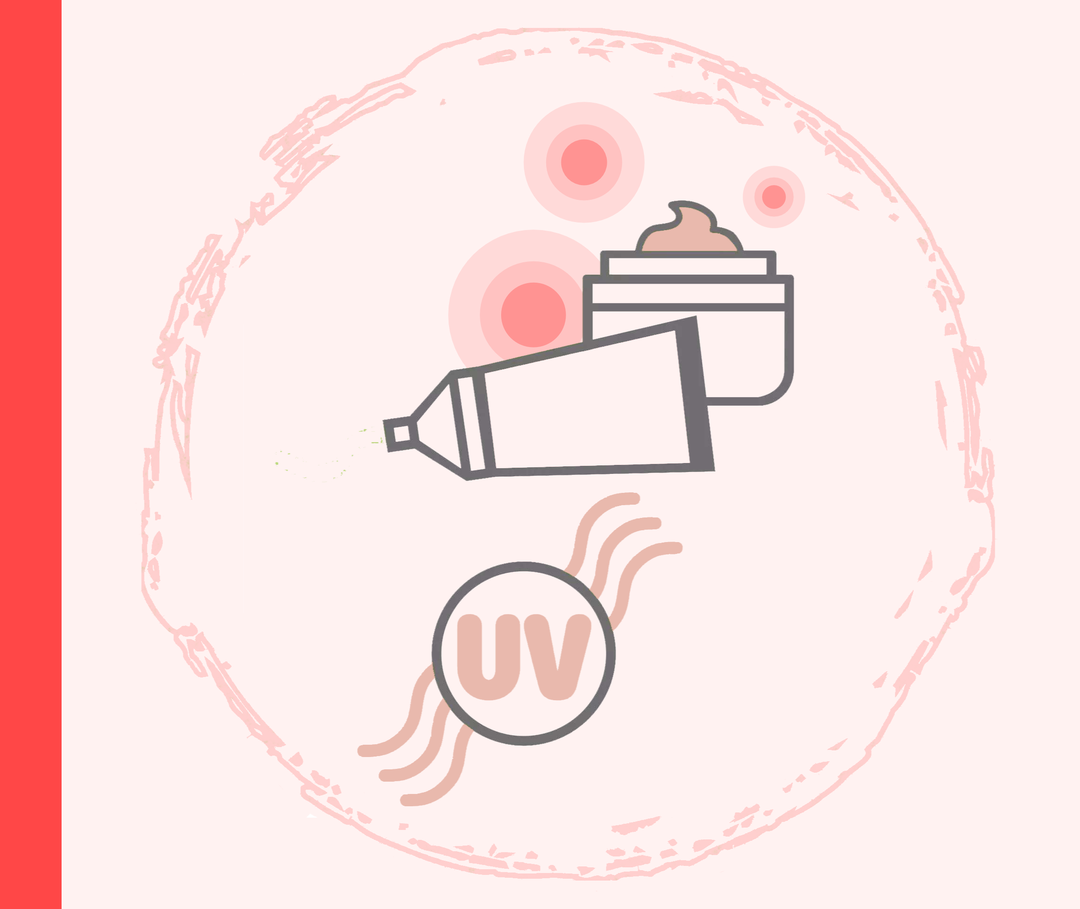 Cremes und Lichttherapie bei Psoriasis guttata Grafische Darstellung einer Cremetube und eines Tiegels mit Creme sowie ein Icon mit der Kennzeichnung „UV“.