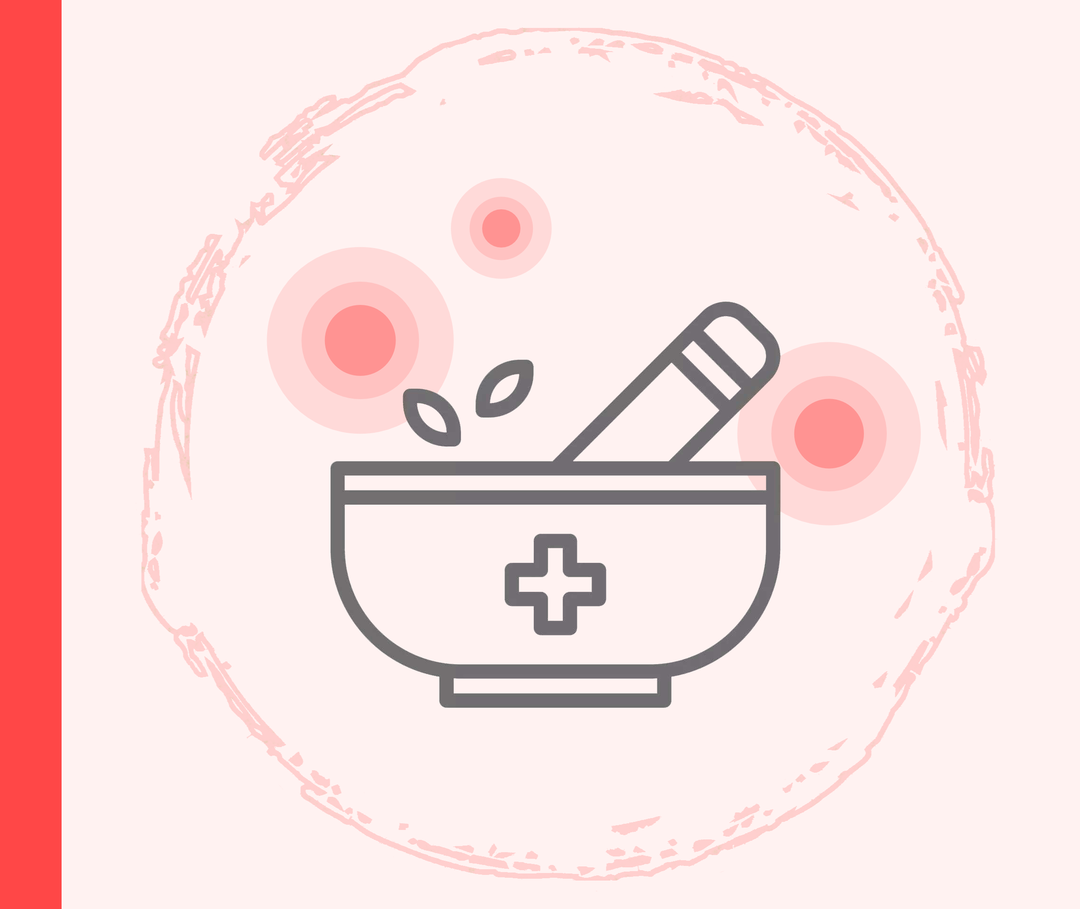 Psoriasis: Pflanzenheilkunde Grafik eines Mörsers mit Stößel.