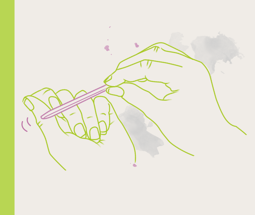 Illustration der Hände einer Person, die ihre Nägel feilt.