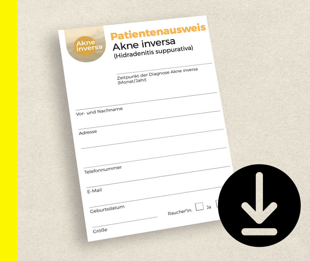 Vorschaubild des Patientenausweises für Menschen mit Akne inversa.