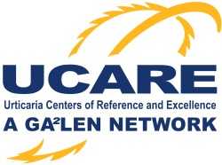 Das Logo der UCARE-Exzellenzzentren für die Behandlung von Urtikaria.