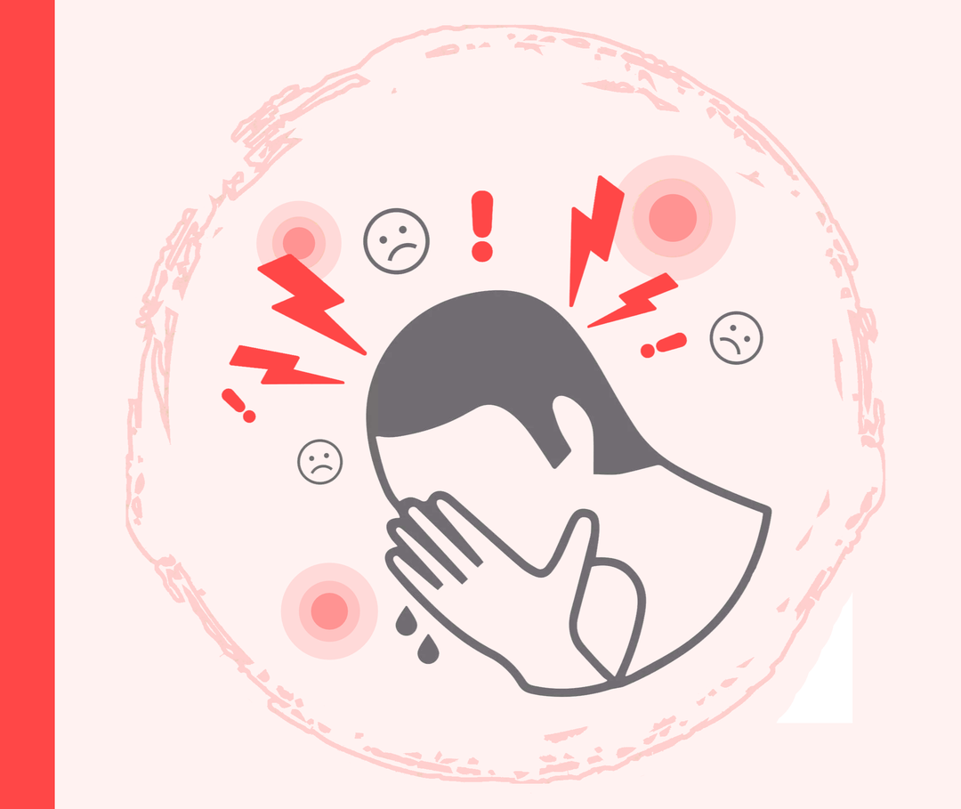 Stilisierter Mann, der sich die Hände vor das Gesicht hält.