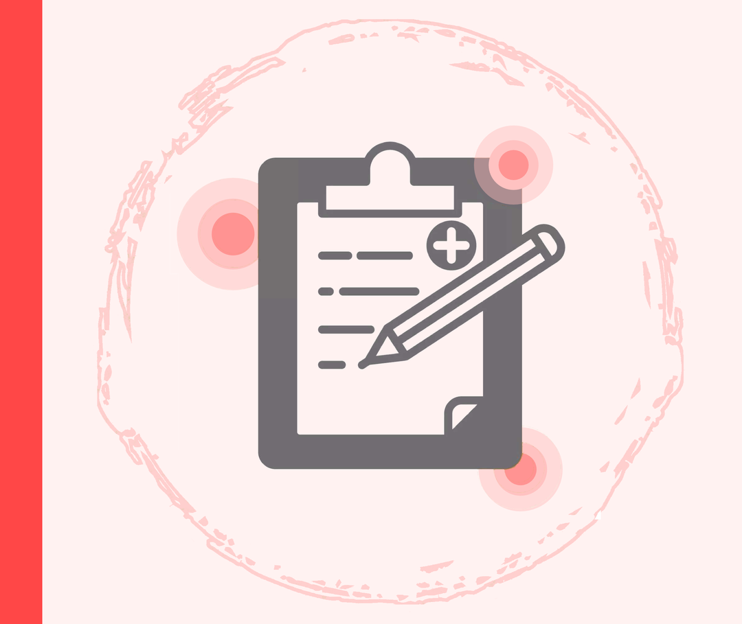 Grafik einer Liste mit medizinischen Notizen.