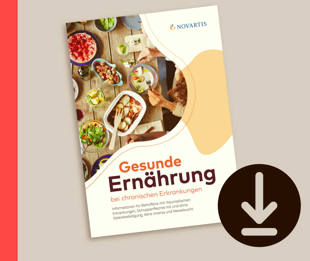 Die Patientenbroschüre zu Ernährung. Auf dem Cover sind verschiedene Gemüsesorten