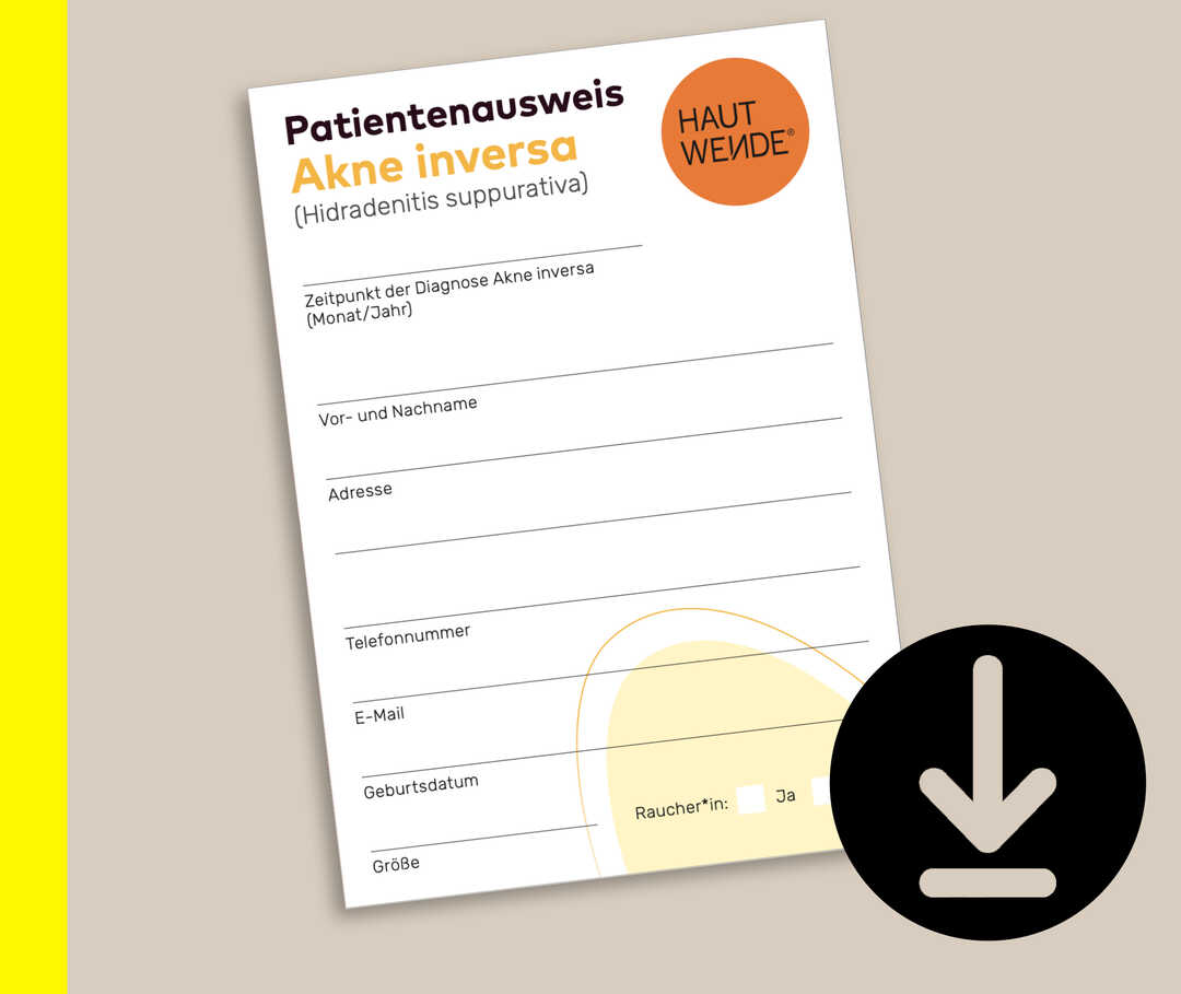 Vorschaubild des Patientenausweises für Menschen mit Akne inversa.