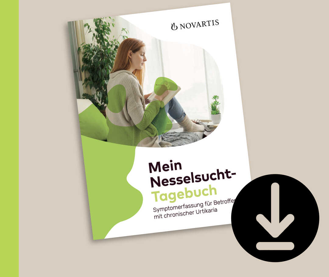 Titelbild der Broschüre Mein Urtikaria Tagebuch.